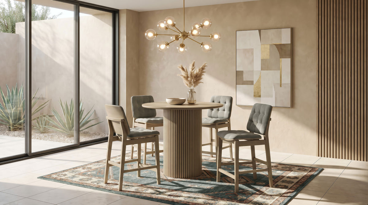 Best Furniture Outlet - Coaster - Hamlyn 5-piece Round Wood Counter Height Dining Set Grey and Natural Oak - 193938NAT-S5E