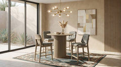 Best Furniture Outlet - Coaster - Hamlyn 5-piece Round Wood Counter Height Dining Set Grey and Natural Oak - 193938NAT-S5E