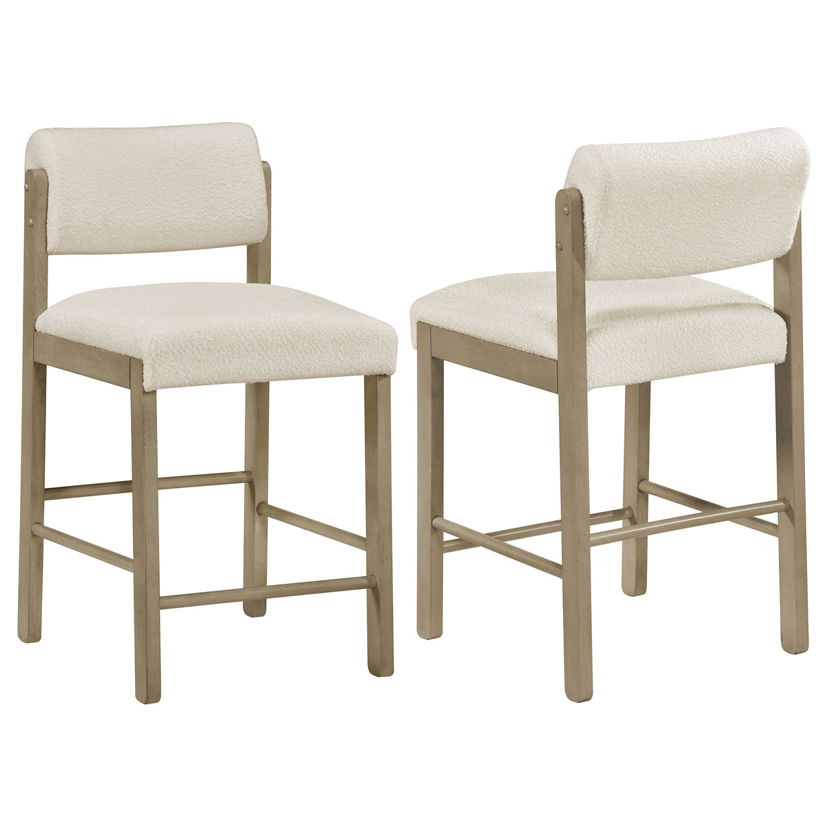 Best Furniture Outlet - Coaster - Kehoe Upholstered Counter Height Chair Cream and Natural Oak (Set of 2) - 193939NAT