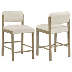 Best Furniture Outlet - Coaster - Kehoe Upholstered Counter Height Chair Cream and Natural Oak (Set of 2) - 193939NAT