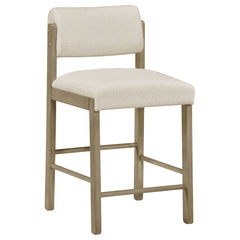 Kehoe Upholstered Counter Height Chair Cream and Natural Oak (Set of 2)