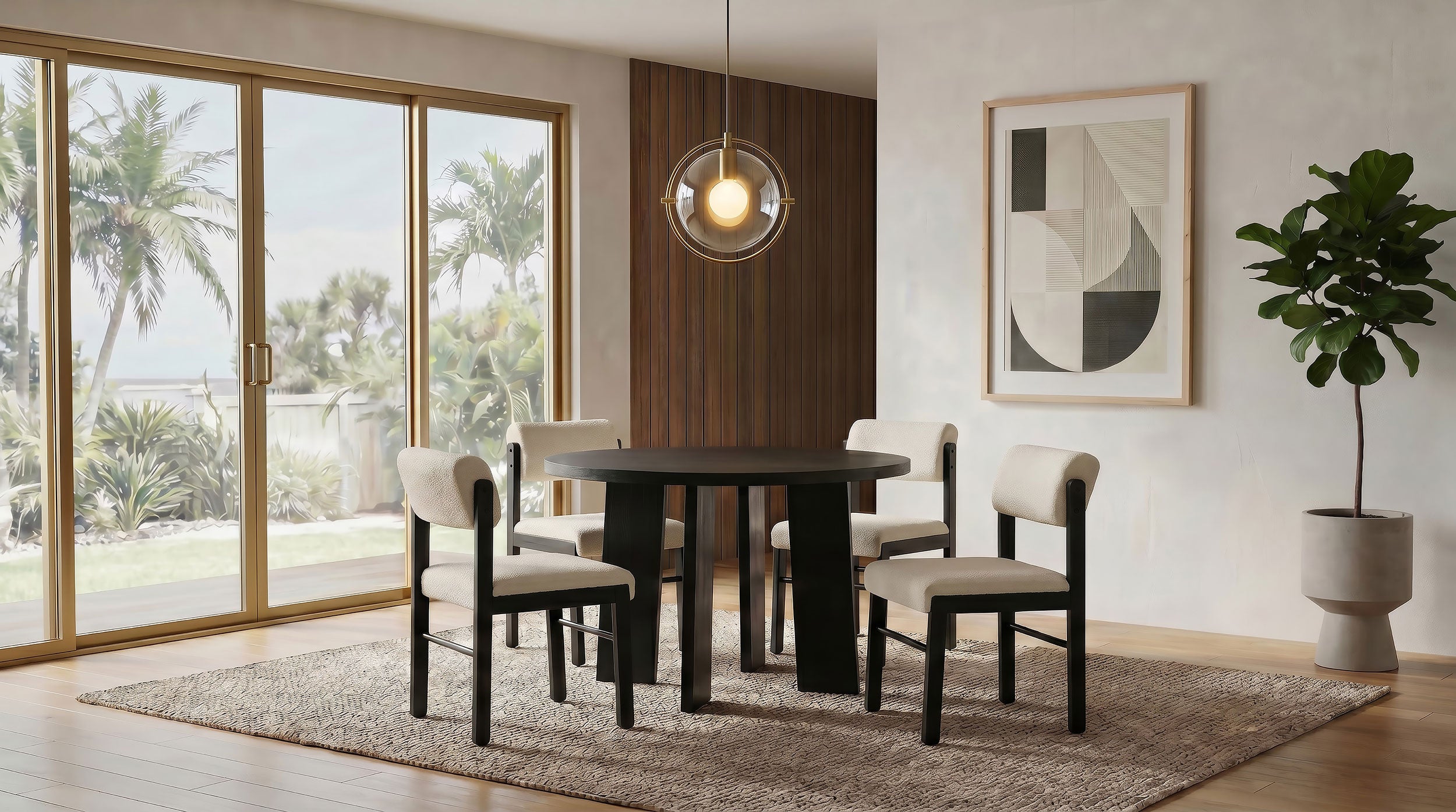 Best Furniture Outlet - Coaster - Strouse 5-piece Dining Set Cream and Black - 193940BLK-S5B