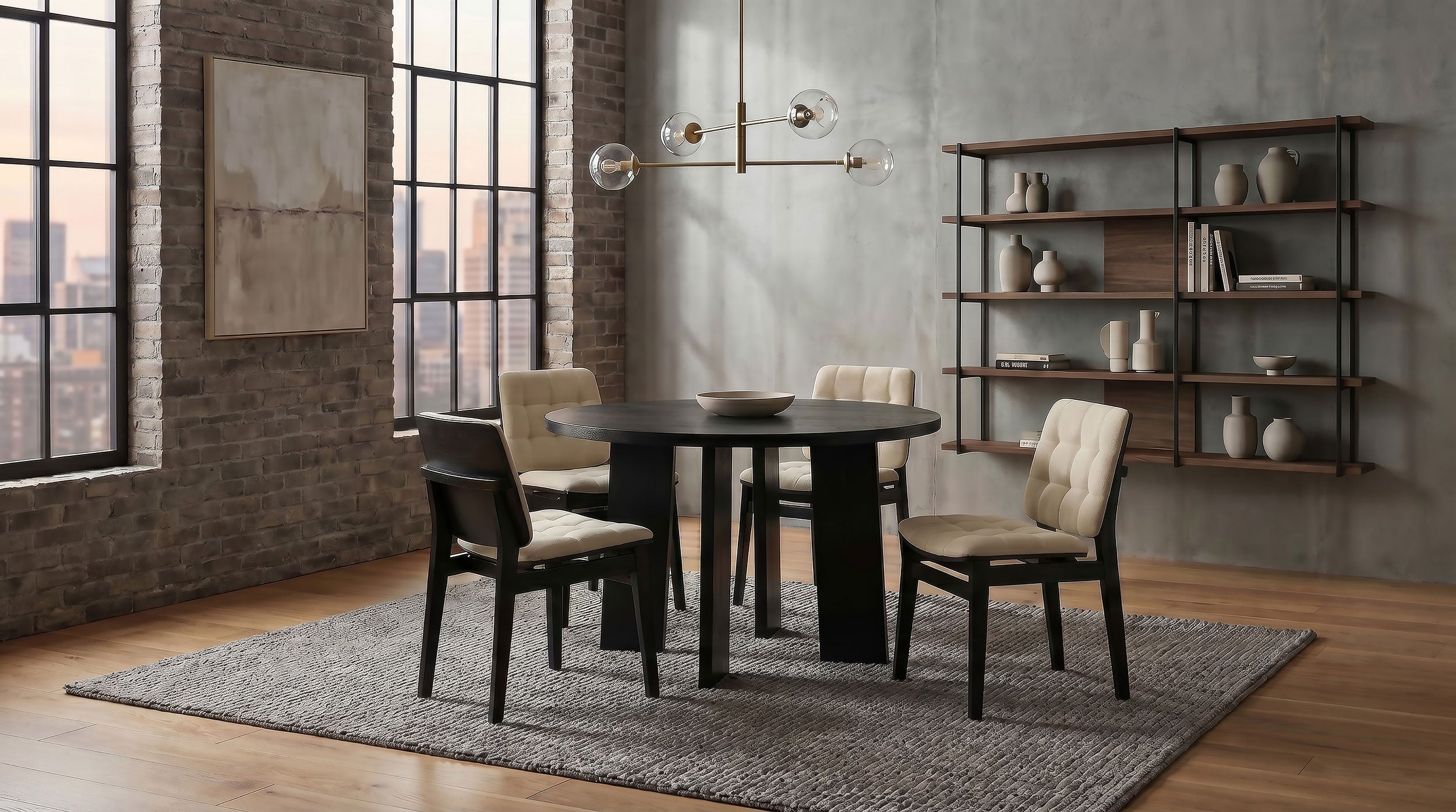 Best Furniture Outlet - Coaster - Strouse 5-piece Dining Set Cream and Black - 193940BLK-S5D