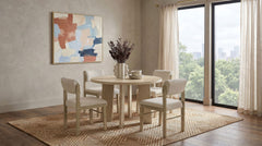 Best Furniture Outlet - Coaster - Strouse 5-piece Dining Set Cream and Natural Oak - 193940NAT-S5B
