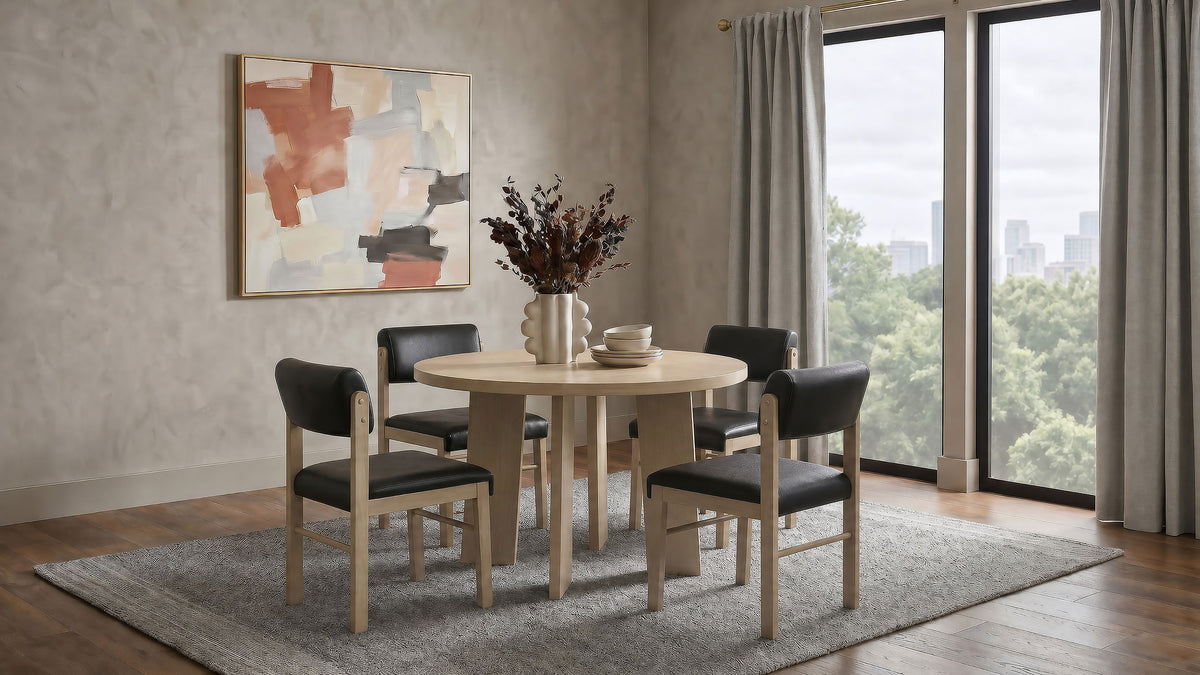 Best Furniture Outlet - Coaster - Strouse 5-piece Dining Set Black and Natural Oak - 193940NAT-S5C