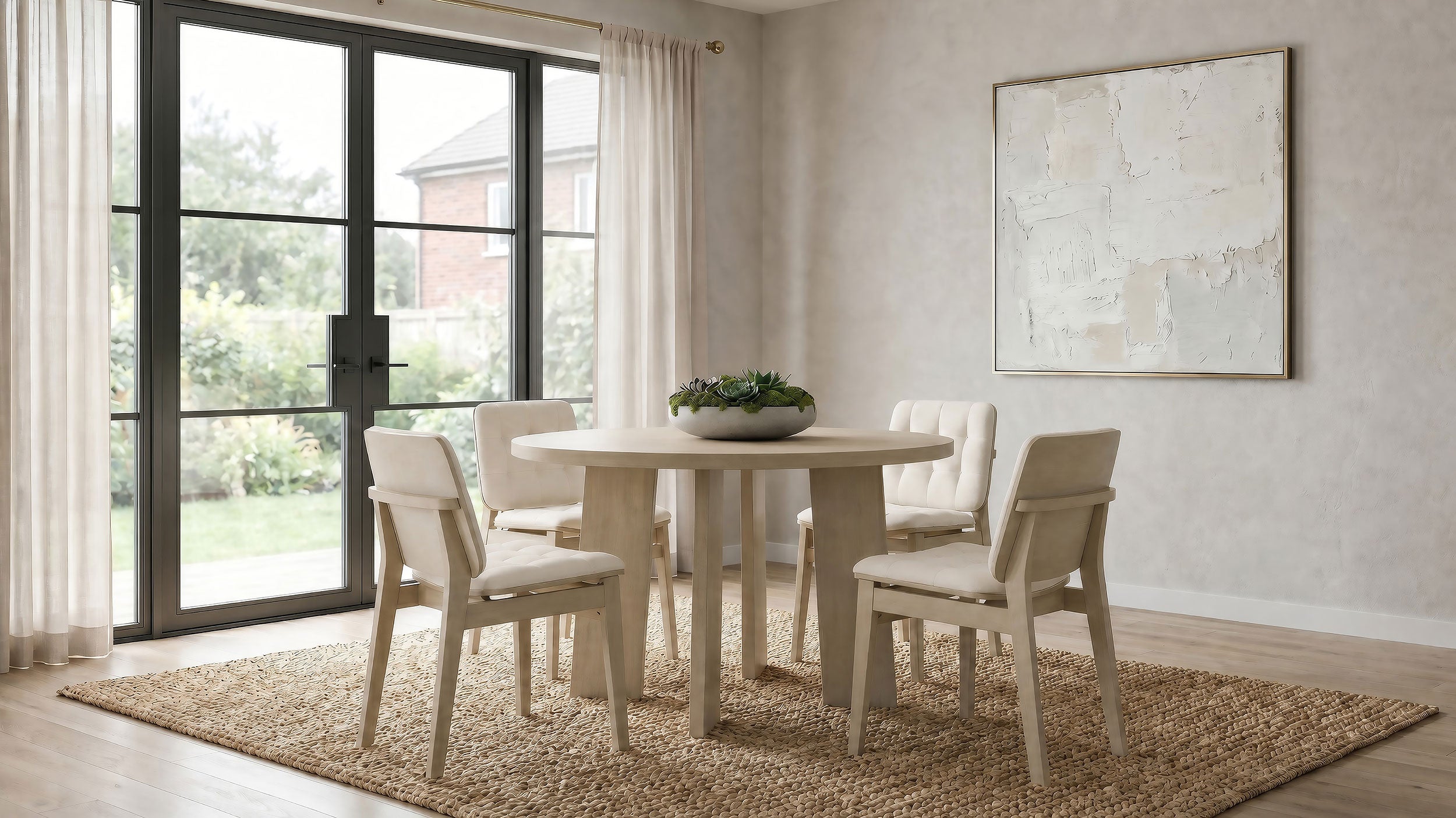 Best Furniture Outlet - Coaster - Strouse 5-piece Dining Set Cream and Natural Oak - 193940NAT-S5D