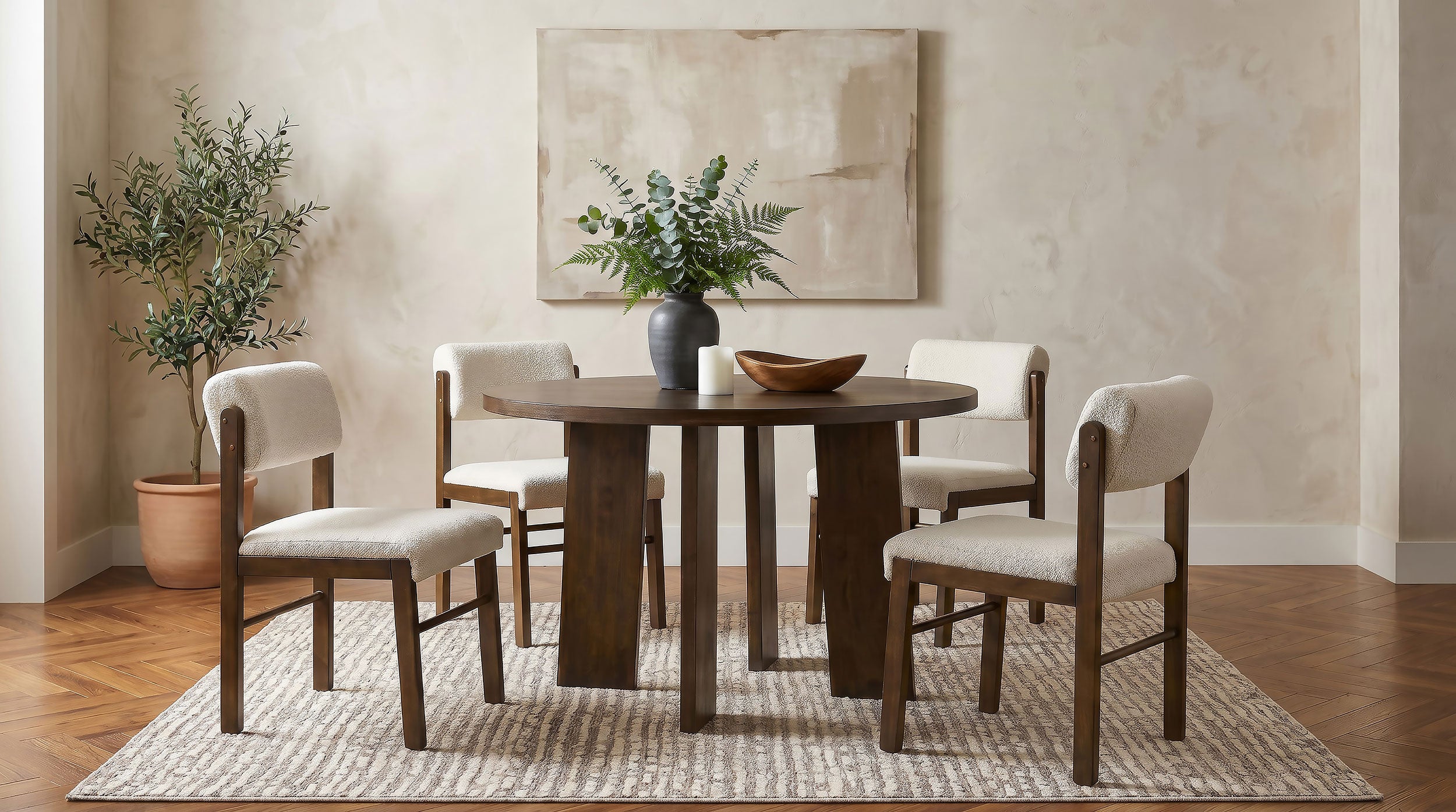 Best Furniture Outlet - Coaster - Strouse 5-piece Dining Set Cream and Walnut - 193940WAL-S5B