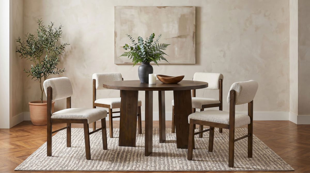 Best Furniture Outlet - Coaster - Strouse 5-piece Dining Set Cream and Walnut - 193940WAL-S5B