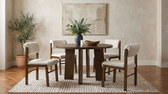 Best Furniture Outlet - Coaster - Strouse 5-piece Dining Set Cream and Walnut - 193940WAL-S5B