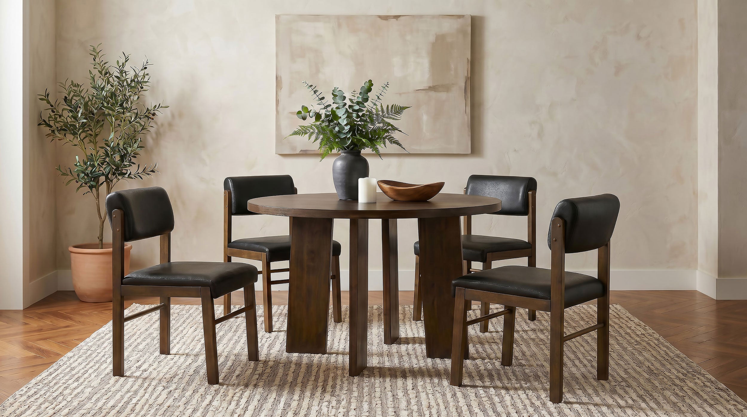 Best Furniture Outlet - Coaster - Strouse 5-piece Dining Set Black and Walnut - 193940WAL-S5C