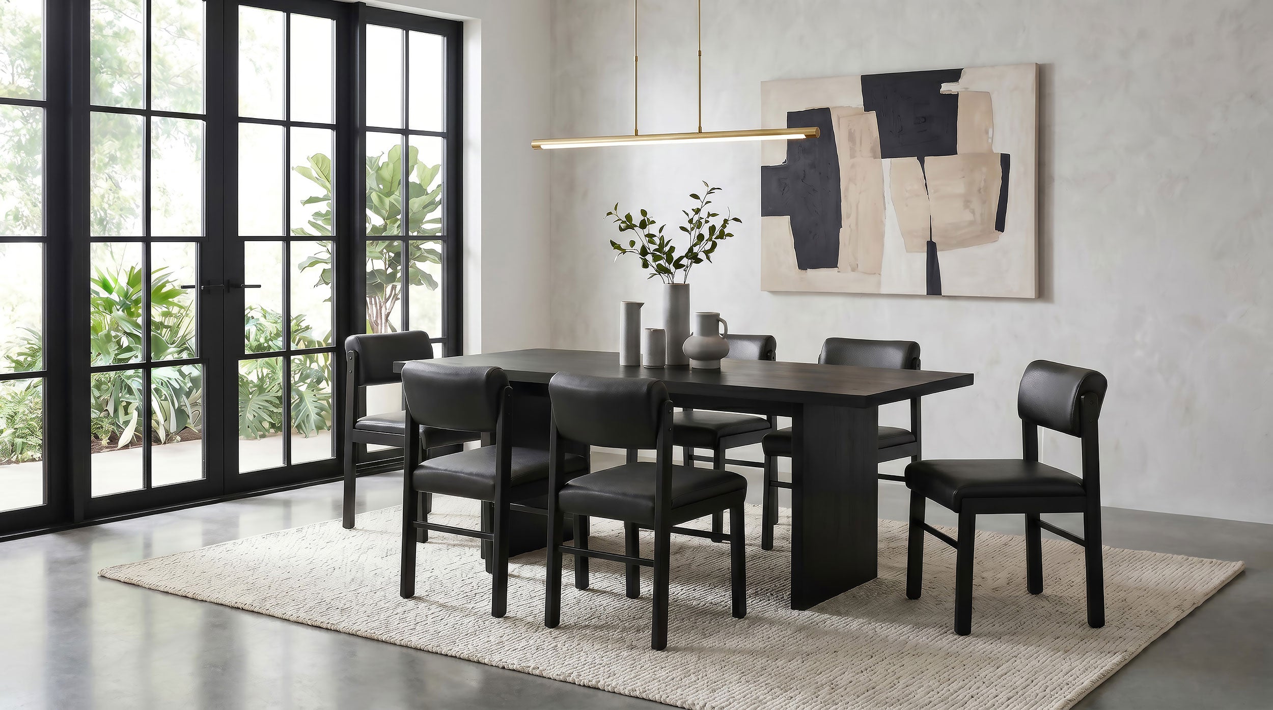 Best Furniture Outlet - Coaster - Decker 7-piece 82-inch Rectangular Dining Set Black - 193951BLK-S7C