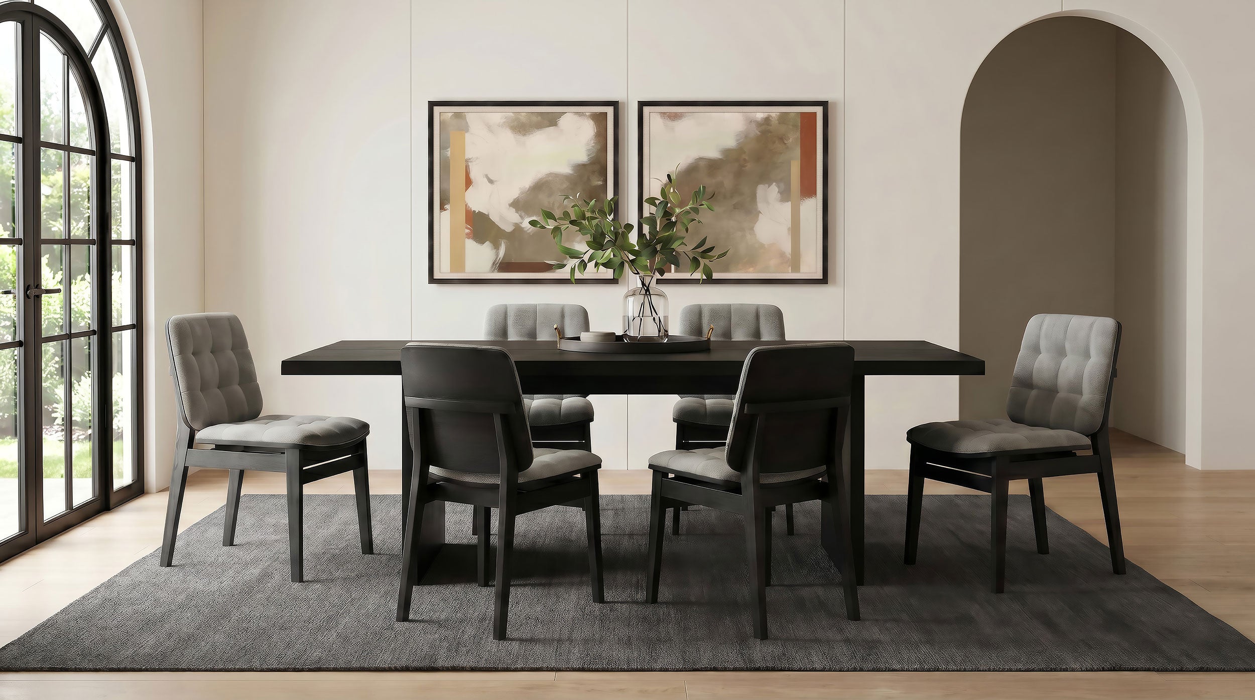 Best Furniture Outlet - Coaster - Decker 7-piece 82-inch Rectangular Dining Set Grey and Black - 193951BLK-S7E