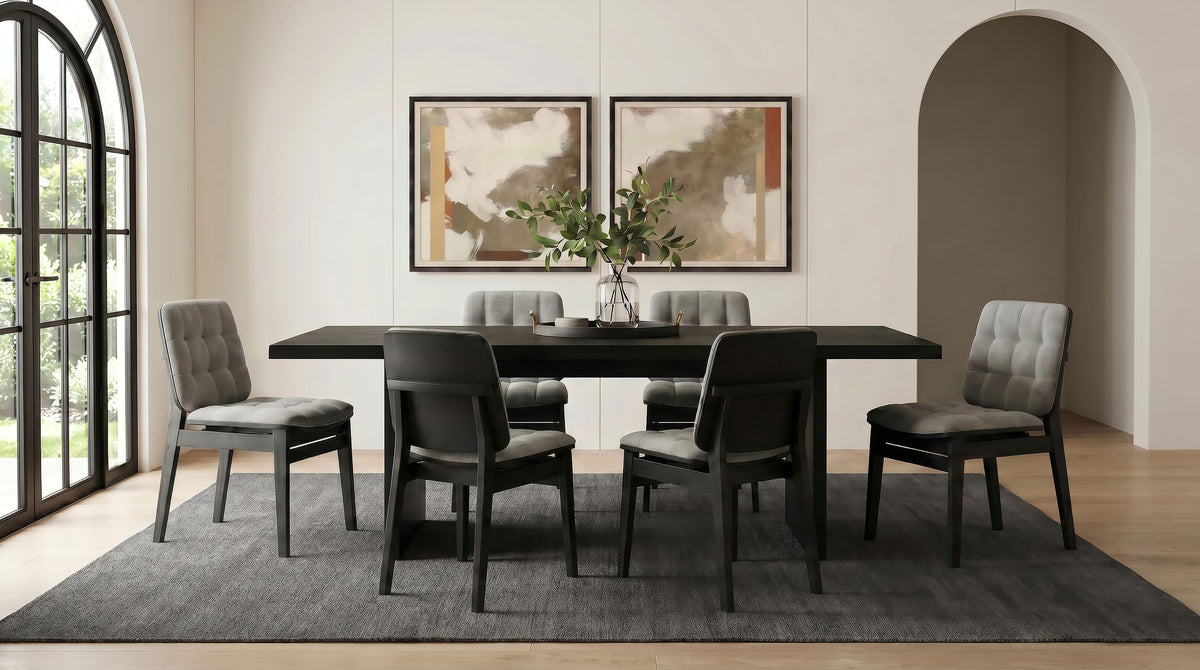 Best Furniture Outlet - Coaster - Decker 7-piece 82-inch Rectangular Dining Set Grey and Black - 193951BLK-S7E