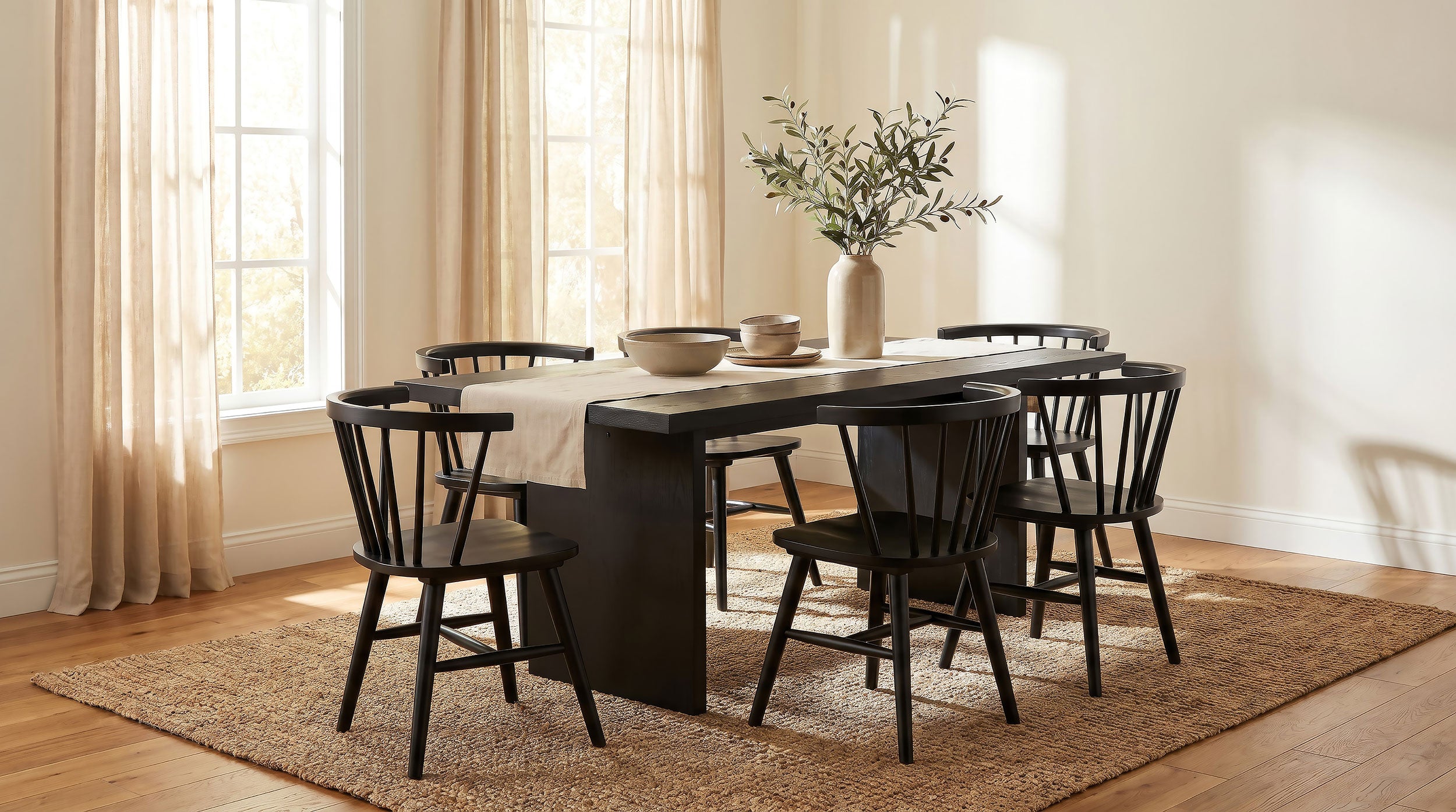 Best Furniture Outlet - Coaster - Decker 7-piece 82-inch Rectangular Dining Set Black - 193951BLK-S7F