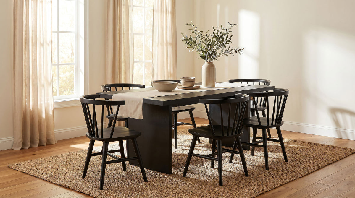 Best Furniture Outlet - Coaster - Decker 7-piece 82-inch Rectangular Dining Set Black - 193951BLK-S7F