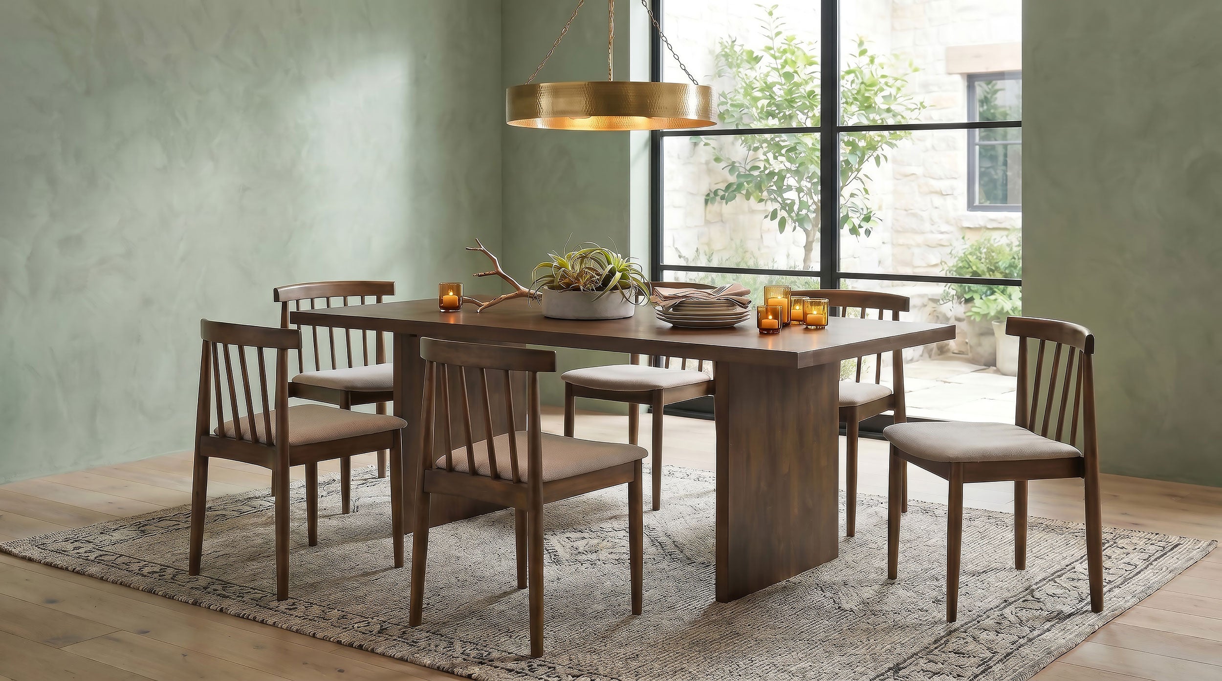 Best Furniture Outlet - Coaster - Decker 7-piece 82-inch Rectangular Dining Set Wheat and Walnut - 193951WAL-S7A