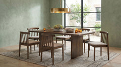 Best Furniture Outlet - Coaster - Decker 7-piece 82-inch Rectangular Dining Set Wheat and Walnut - 193951WAL-S7A