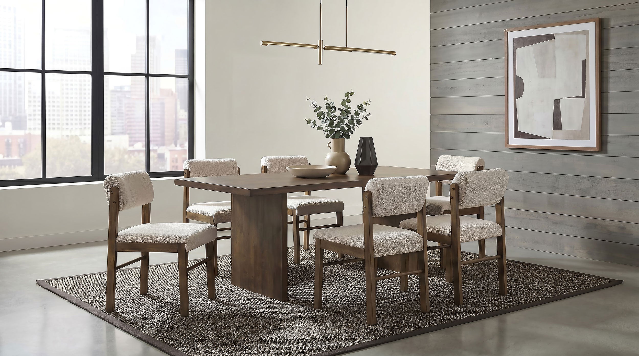 Best Furniture Outlet - Coaster - Decker 7-piece 82-inch Rectangular Dining Set Cream and Walnut - 193951WAL-S7B