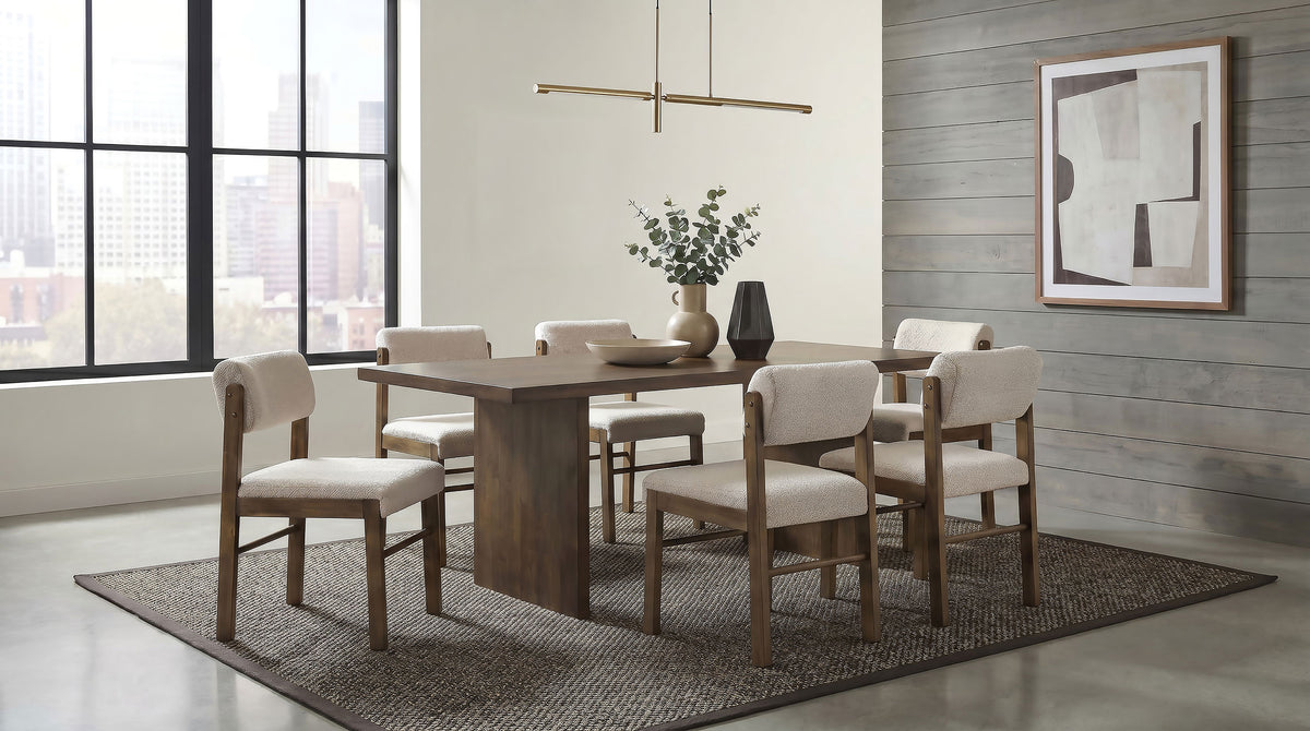 Best Furniture Outlet - Coaster - Decker 7-piece 82-inch Rectangular Dining Set Cream and Walnut - 193951WAL-S7B