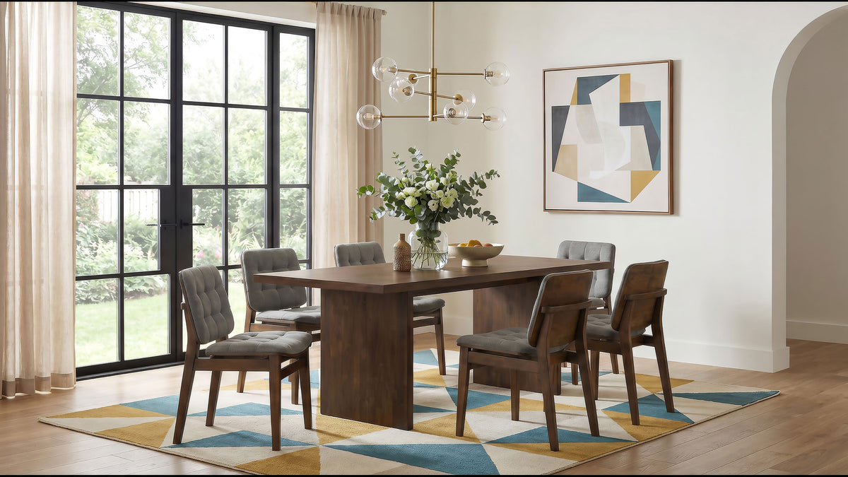 Best Furniture Outlet - Coaster - Decker 7-piece 82-inch Rectangular Dining Set Grey and Walnut - 193951WAL-S7E