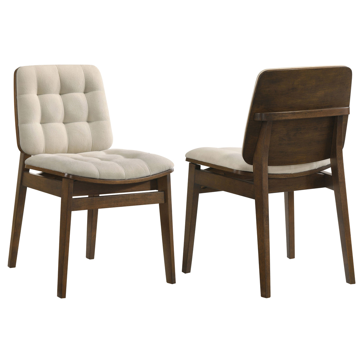 Best Furniture Outlet - Coaster - Redbridge Upholstered Side Chair Cream and Walnut (Set of 2) - 193952WAL