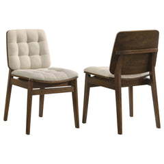 Best Furniture Outlet - Coaster - Redbridge Upholstered Side Chair Cream and Walnut (Set of 2) - 193952WAL