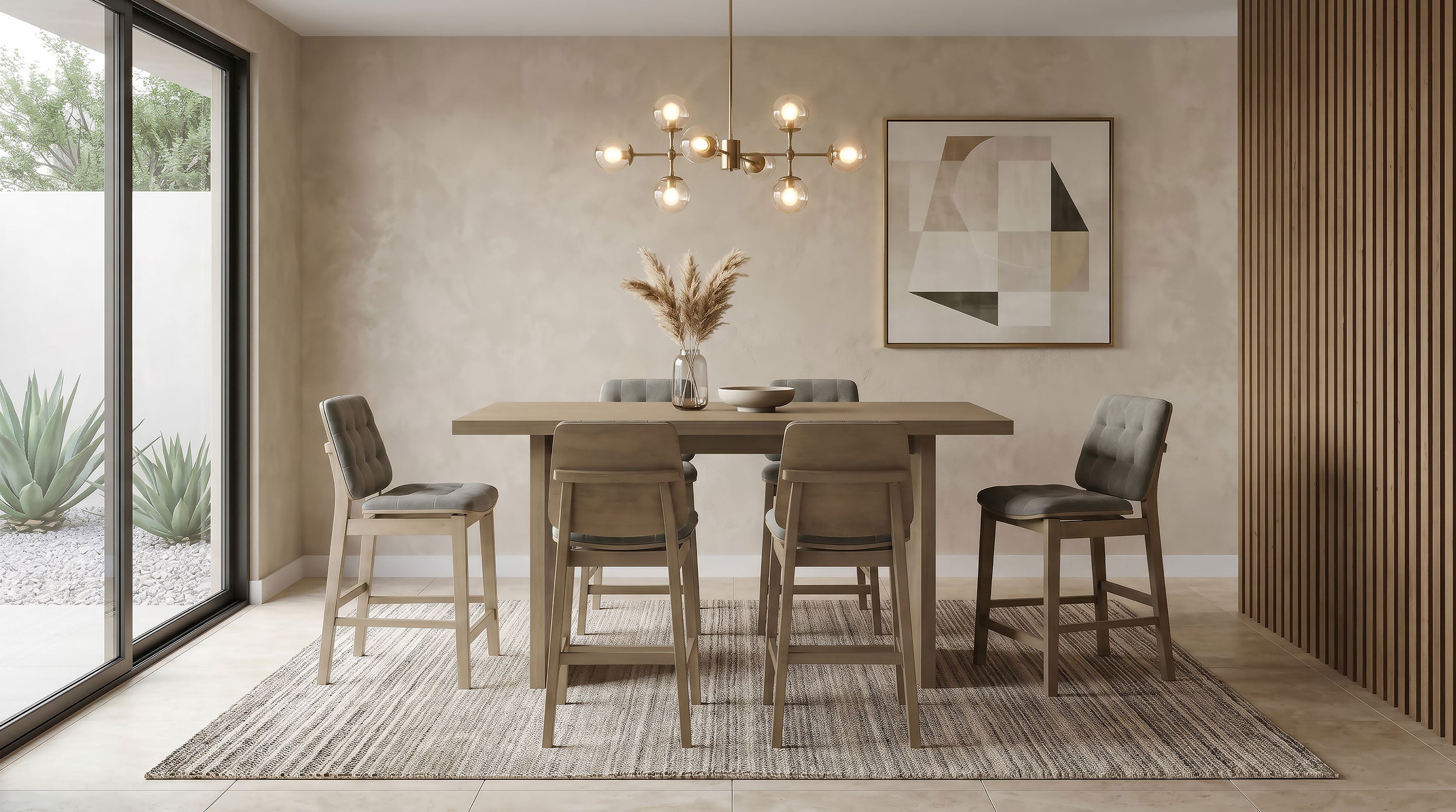 Best Furniture Outlet - Coaster - Decker 7-piece 70-inch Rectangular Counter Height Dining Set Grey and Natural Oak - 193958NAT-S7E