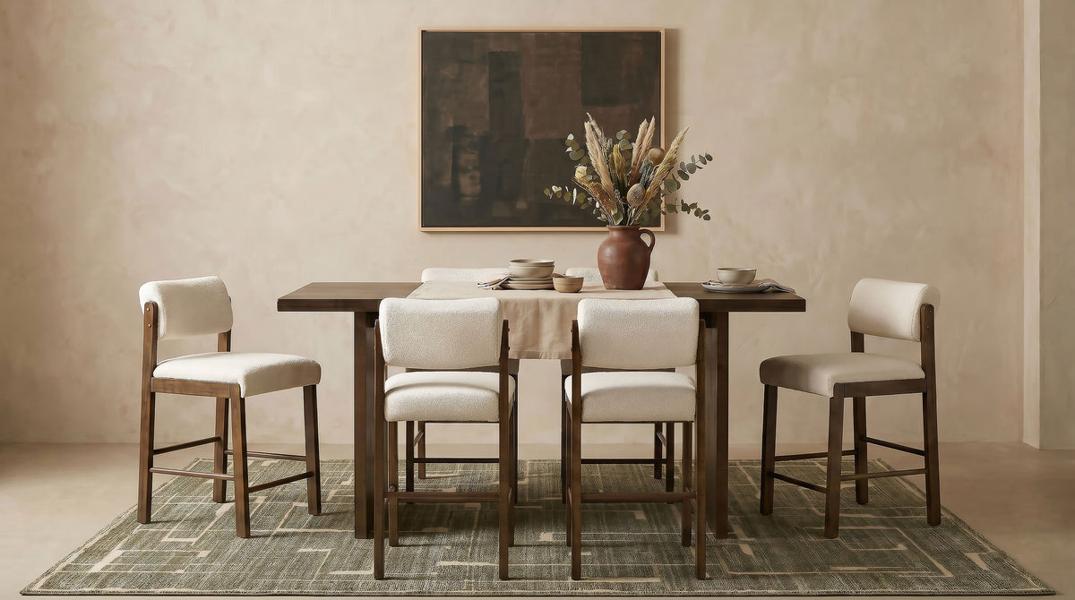 Best Furniture Outlet - Coaster - Decker 7-piece 70-inch Counter Height Dining Set Cream and Walnut - 193958WAL-S7B