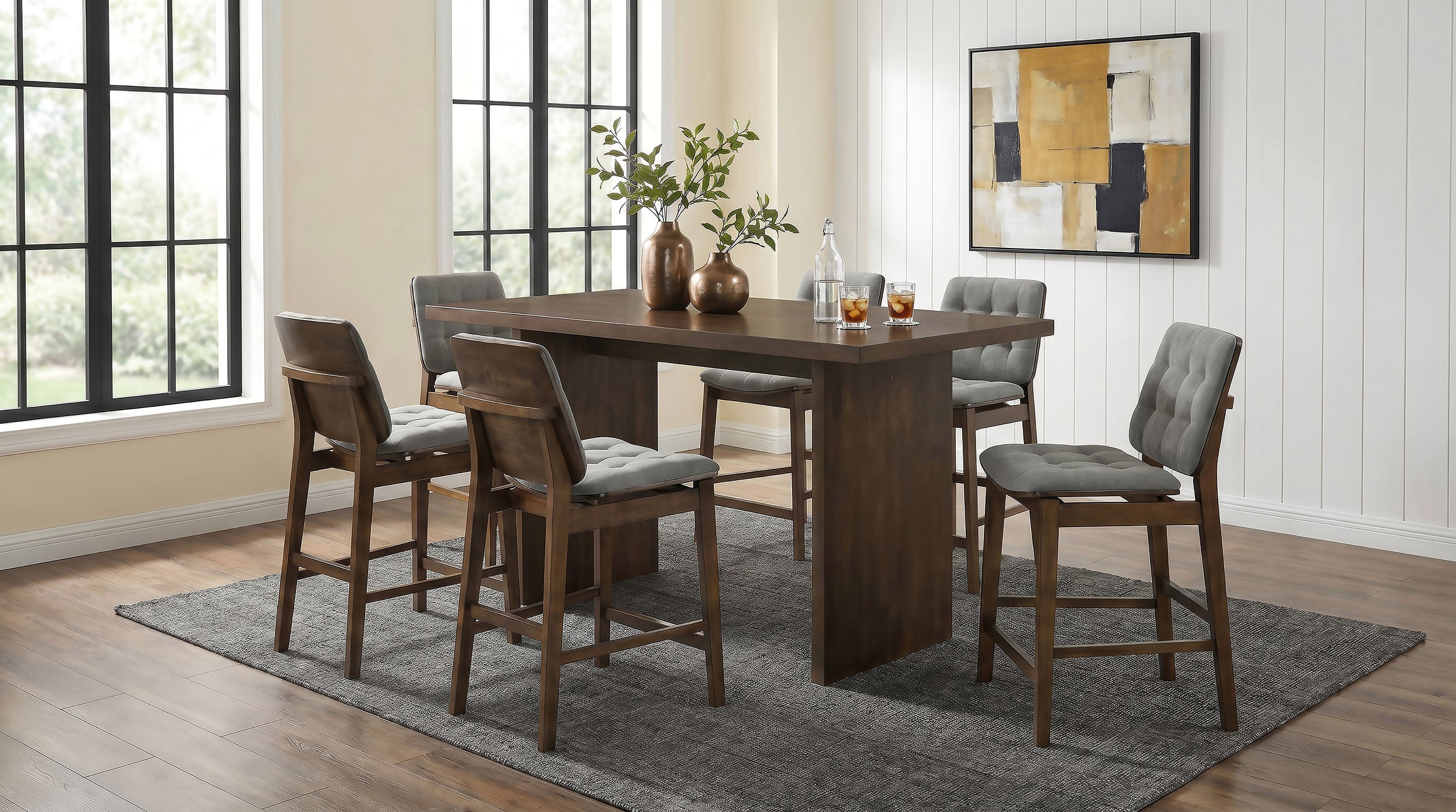 Best Furniture Outlet - Coaster - Decker 7-piece 70-inch Counter Height Dining Set Grey and Walnut - 193958WAL-S7E