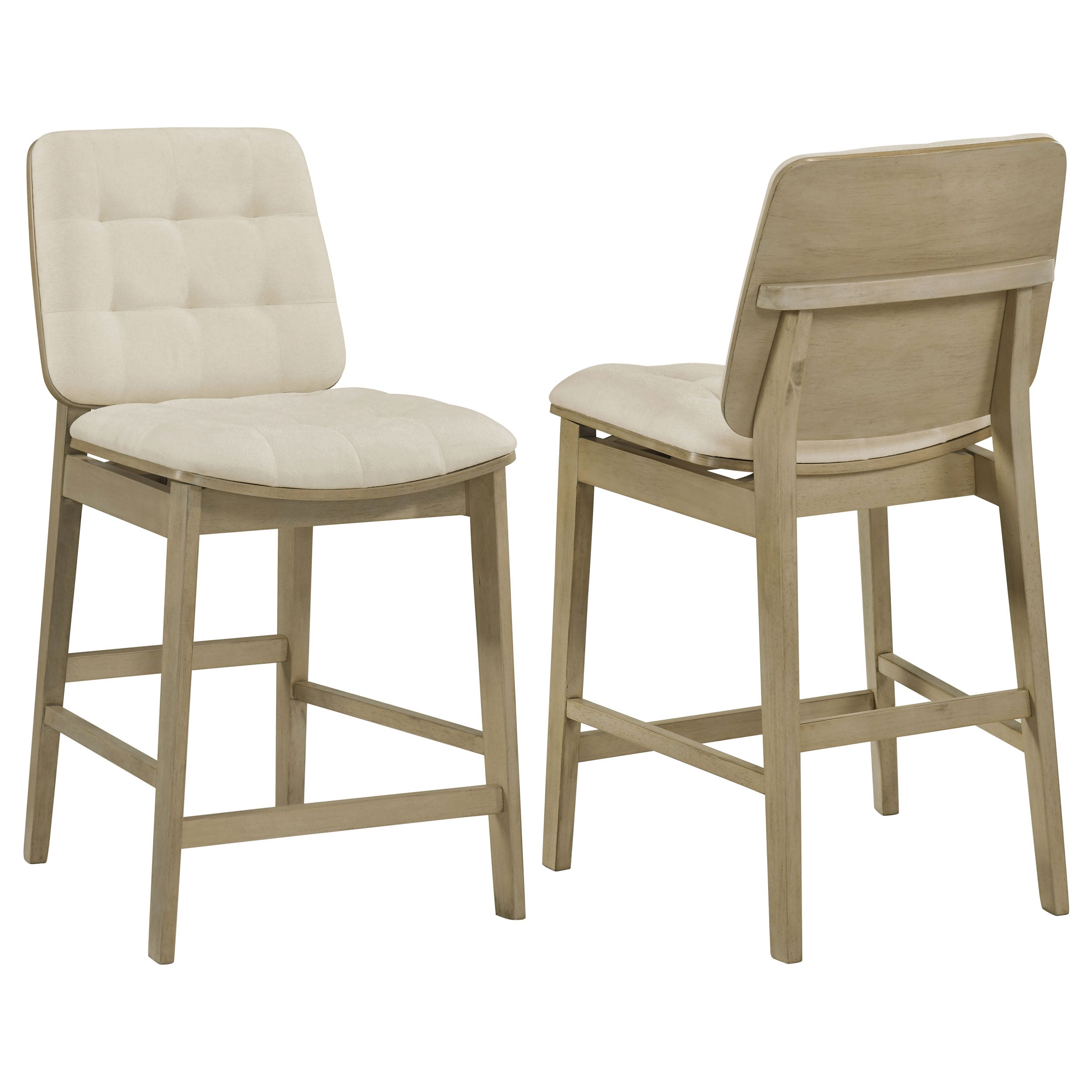 Best Furniture Outlet - Coaster - Redbridge Upholstered Counter Chair Cream and Natural Oak (Set of 2) - 193959NAT