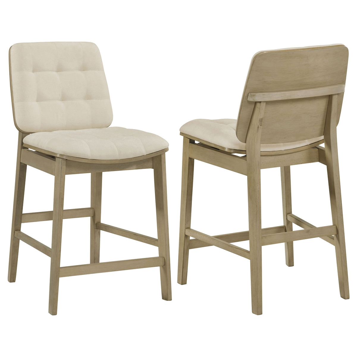 Best Furniture Outlet - Coaster - Redbridge Upholstered Counter Chair Cream and Natural Oak (Set of 2) - 193959NAT
