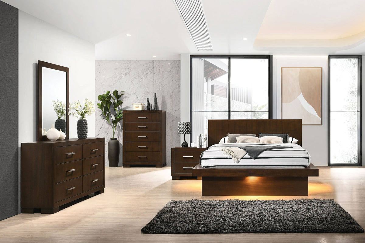 Best Furniture Outlet - Coaster - Jessica 5-piece Queen LED Bedroom Set Cappuccino - 200711Q-S5