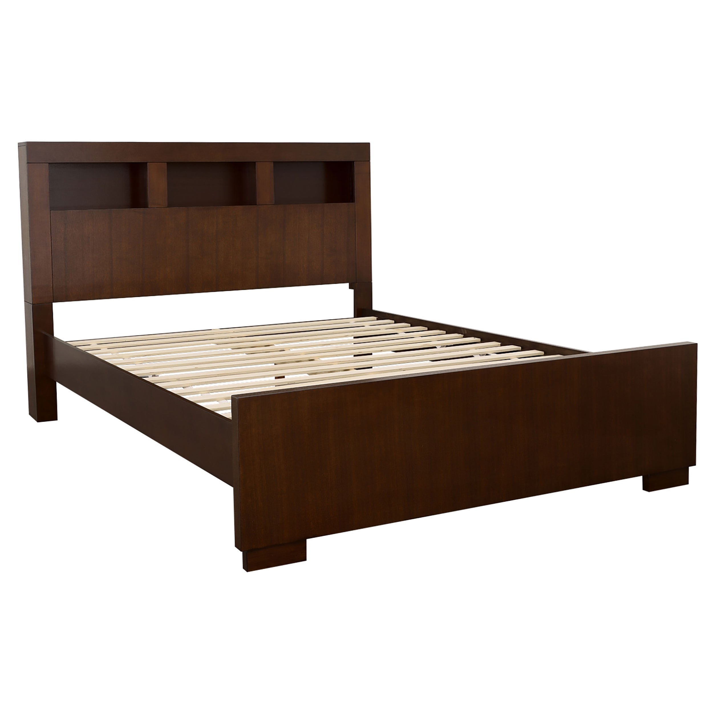 Best Furniture Outlet - Coaster - Jessica Eastern King LED Storage Bookcase Bed Cappuccino - 200719KE