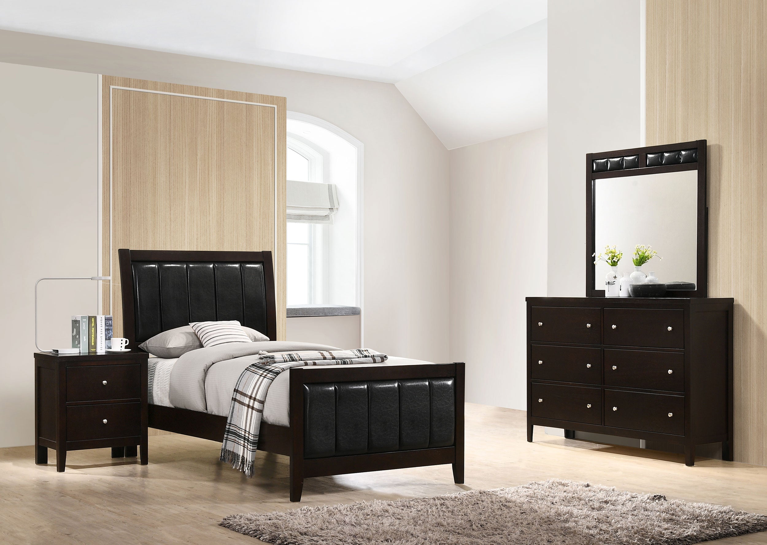 Best Furniture Outlet - Coaster - Carlton 4-piece Twin Bedroom Set Cappuccino - 202091T-S4