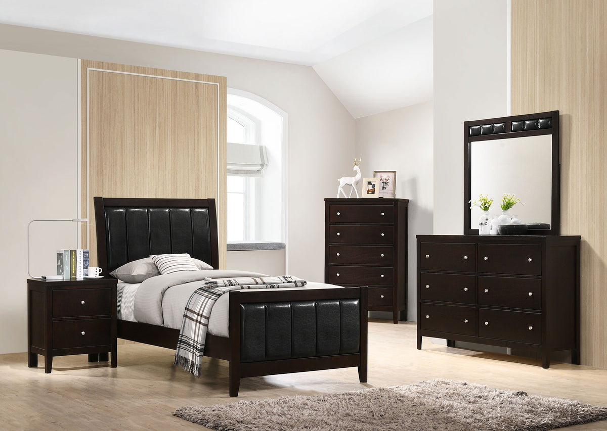 Best Furniture Outlet - Coaster - Carlton 5-piece Twin Bedroom Set Cappuccino - 202091T-S5