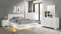 Best Furniture Outlet - Coaster - Jessica 5-piece Eastern King LED Bedroom Set Snow White - 202990KE-S5