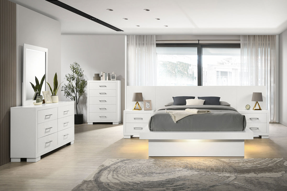 Best Furniture Outlet - Coaster - Jessica 6-piece Eastern King LED Bedroom Set Snow White - 202990KE-S6P