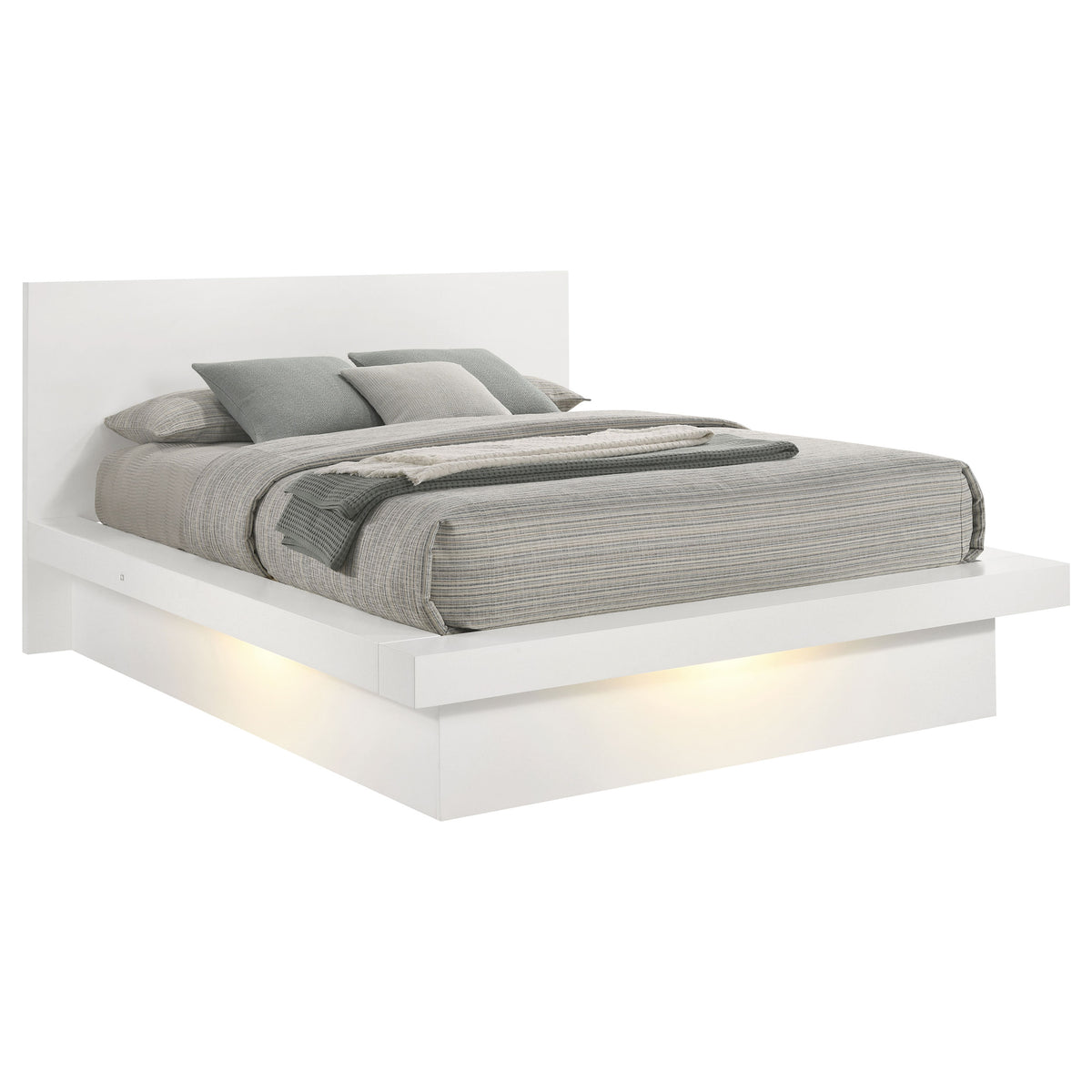 Best Furniture Outlet - Coaster - Jessica Wood Queen LED Panel Bed Snow White - 202990Q