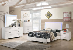 Best Furniture Outlet - Coaster - Felicity 5-piece Full Bedroom Set White High Gloss - 203500F-S5L