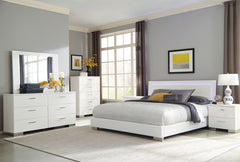 Best Furniture Outlet - Coaster - Felicity 6-piece Eastern King Bedroom Set White High Gloss - 203500KE-S6