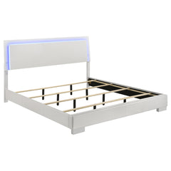 Best Furniture Outlet - Coaster - Felicity Wood Eastern King LED Panel Bed White High Gloss - 203500KE