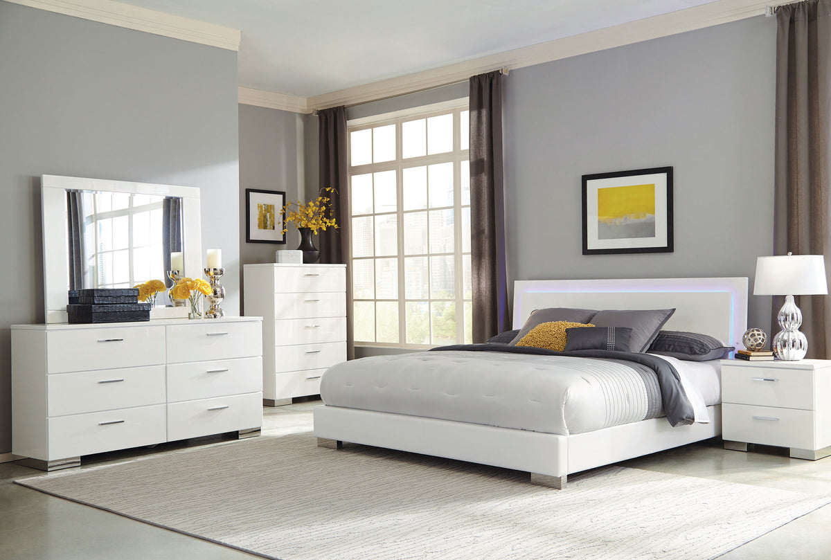 Best Furniture Outlet - Coaster - Felicity 5-piece Queen Bedroom Set White High Gloss - 203500Q-S5