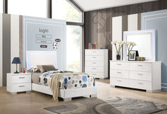 Best Furniture Outlet - Coaster - Felicity 4-piece Twin Bedroom Set White High Gloss - 203500T-S4L