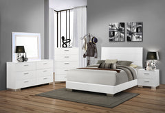 Best Furniture Outlet - Coaster - Felicity 5-piece Eastern King Bedroom Set White High Gloss - 203501KE-S5L