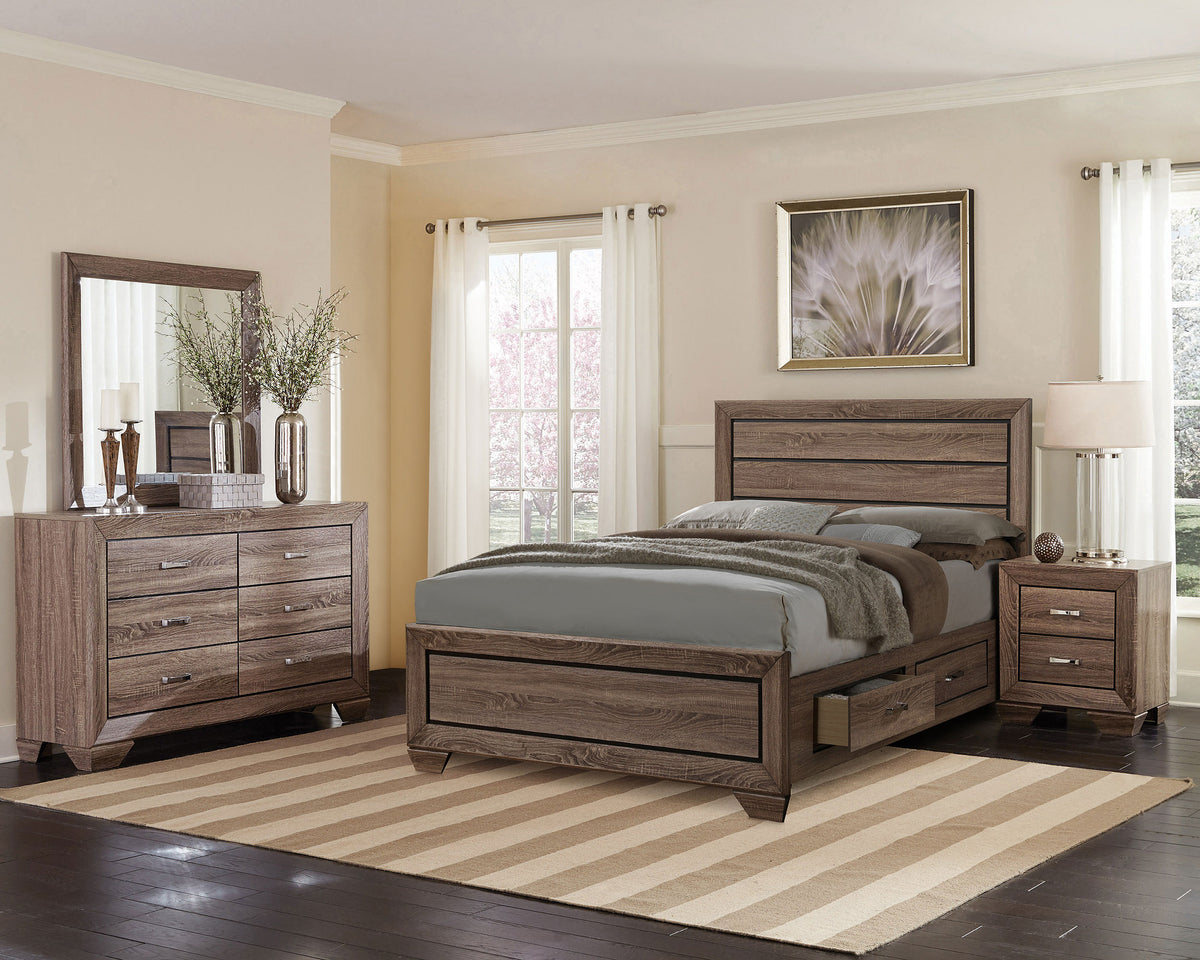 Best Furniture Outlet - Coaster - Kauffman 4-piece Eastern King Bedroom Set Washed Taupe - 204190KE-S4