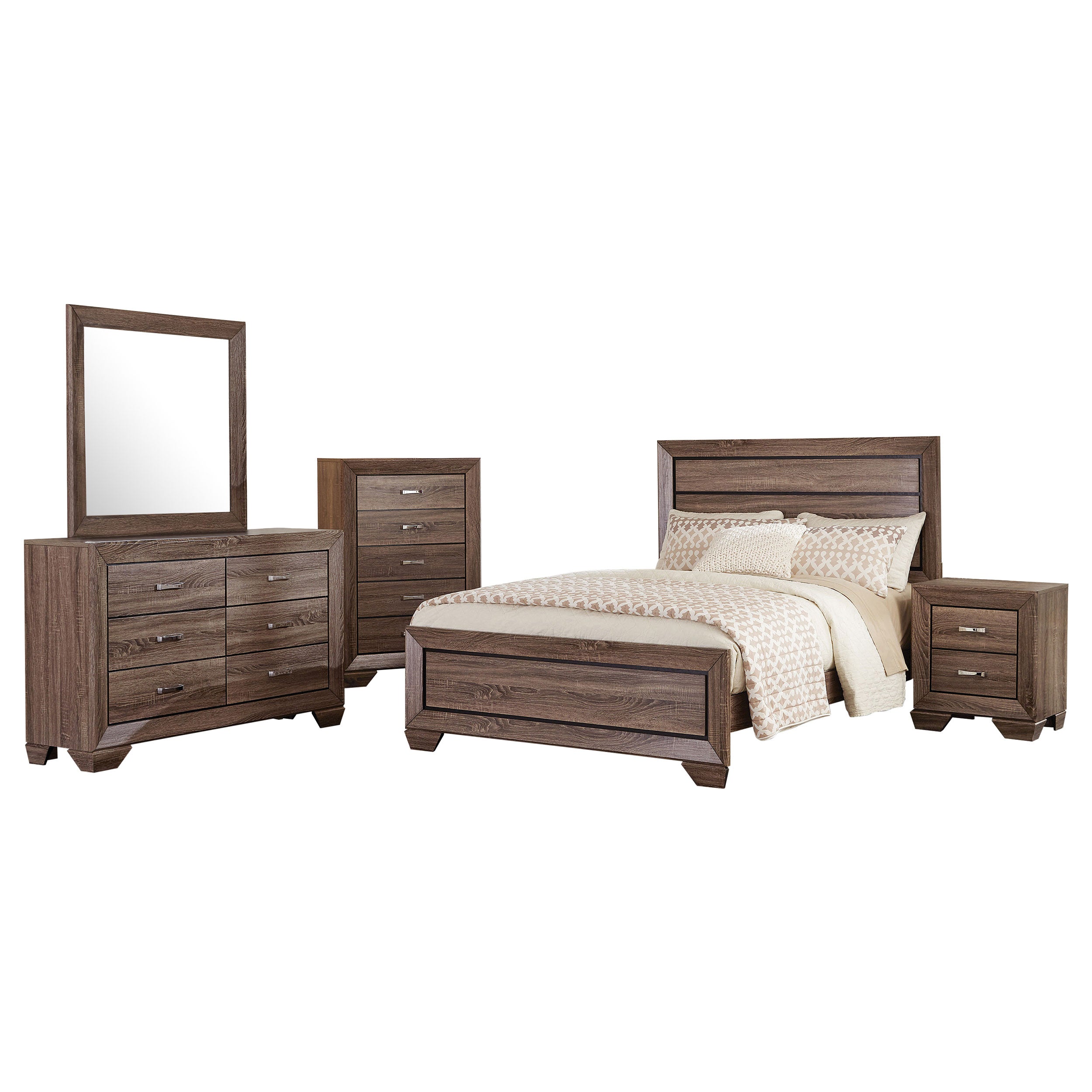 Best Furniture Outlet - Coaster - Kauffman 5-piece California King Bedroom Set Washed Taupe - 204191KW-S5