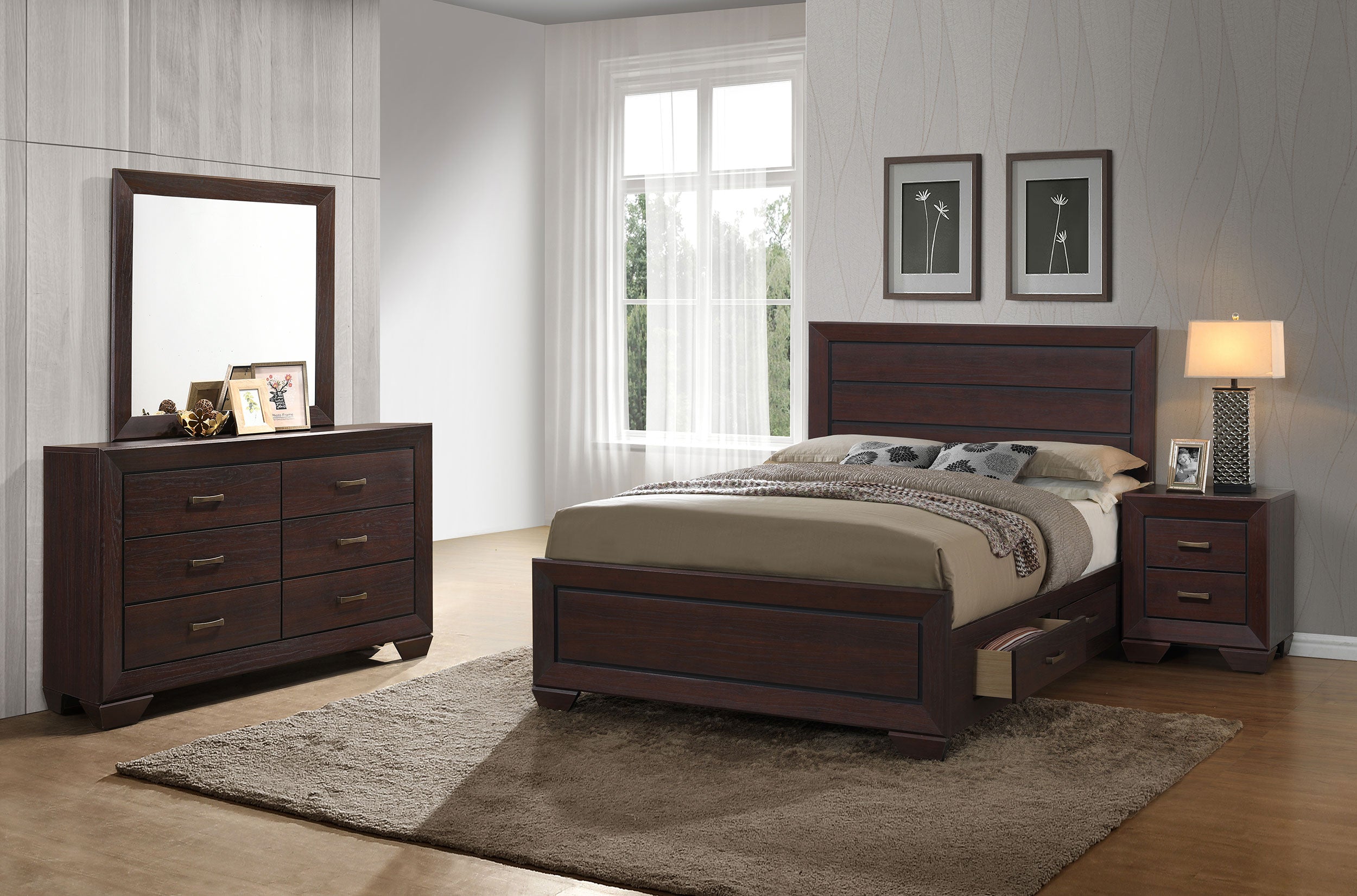 Best Furniture Outlet - Coaster - Kauffman 4-piece California King Bedroom Set Dark Cocoa - 204390KW-S4
