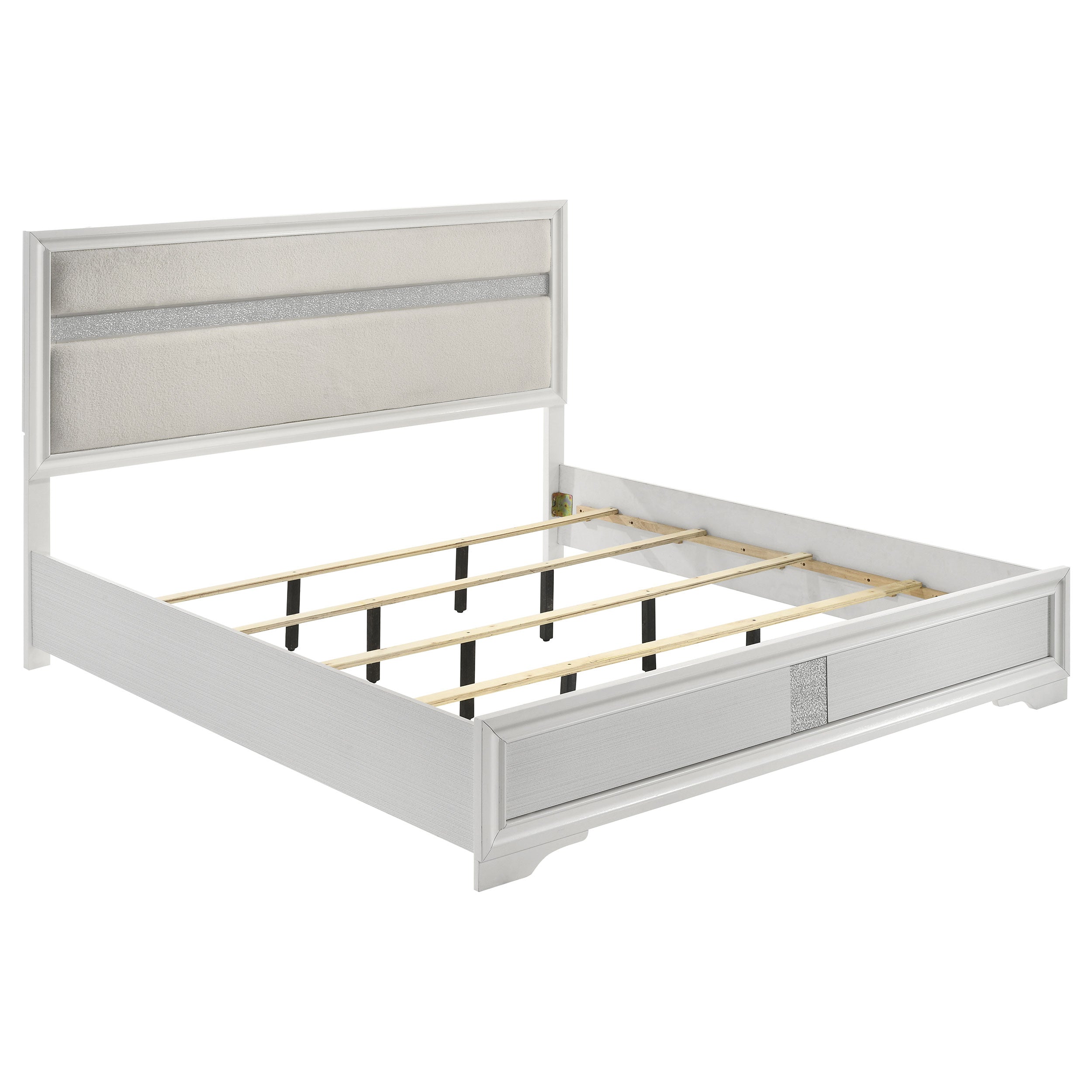 Best Furniture Outlet - Coaster - Miranda 54-inch Upholstered Eastern King Panel Bed White - 205110KE