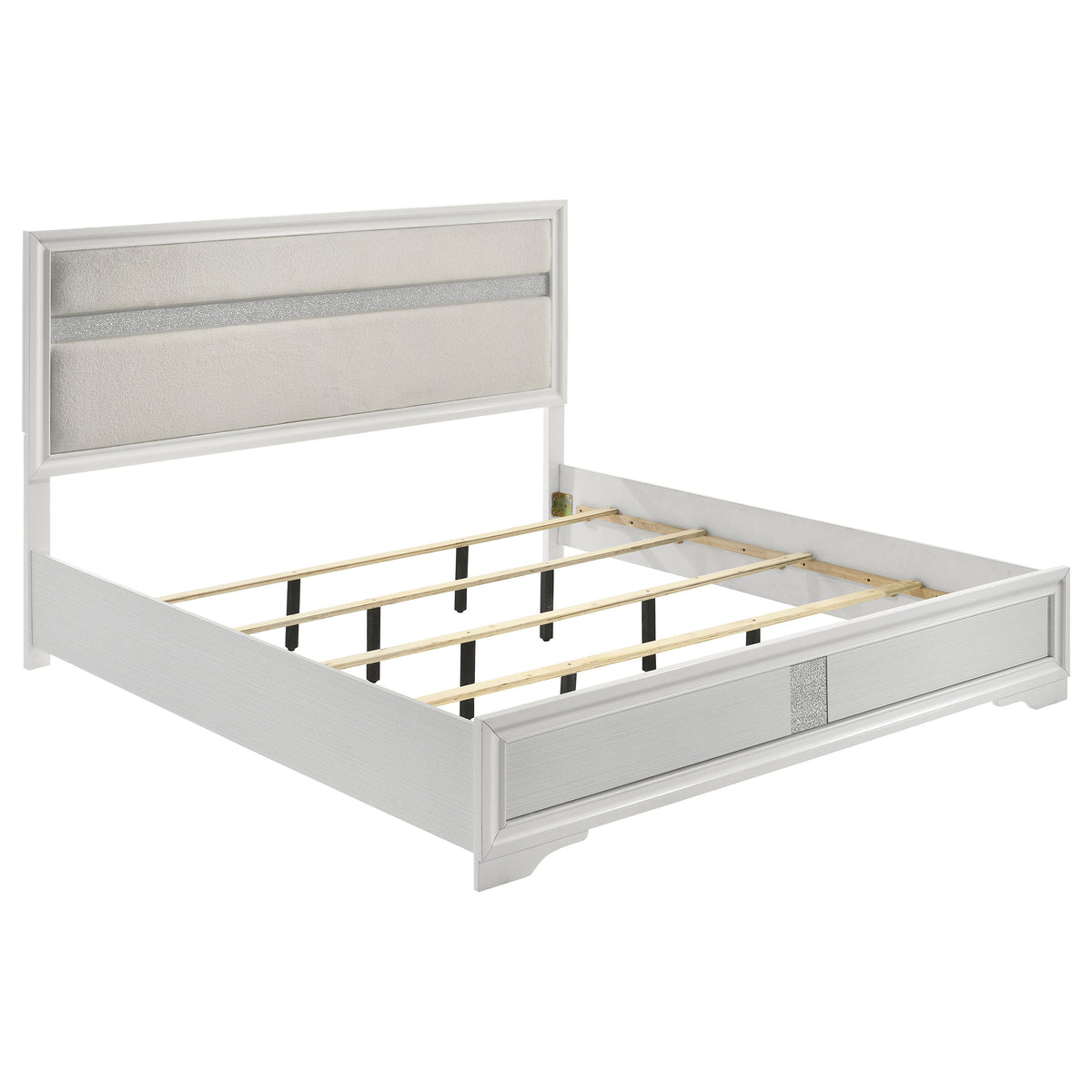 Best Furniture Outlet - Coaster - Miranda 54-inch Upholstered Eastern King Panel Bed White - 205110KE