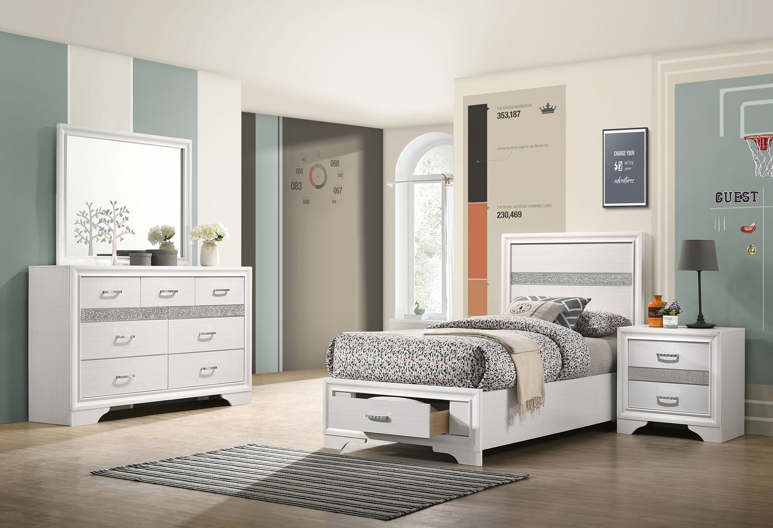 Best Furniture Outlet - Coaster - Miranda 4-piece Twin Bedroom Set White - 205111T-S4